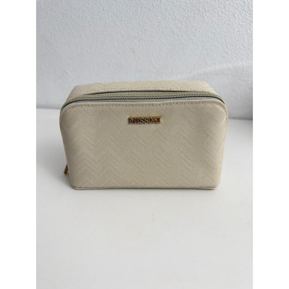 Missoni for Delta‎ Airlines Beige Zigzag Amenity Cosmetic Bag Travel Pouch